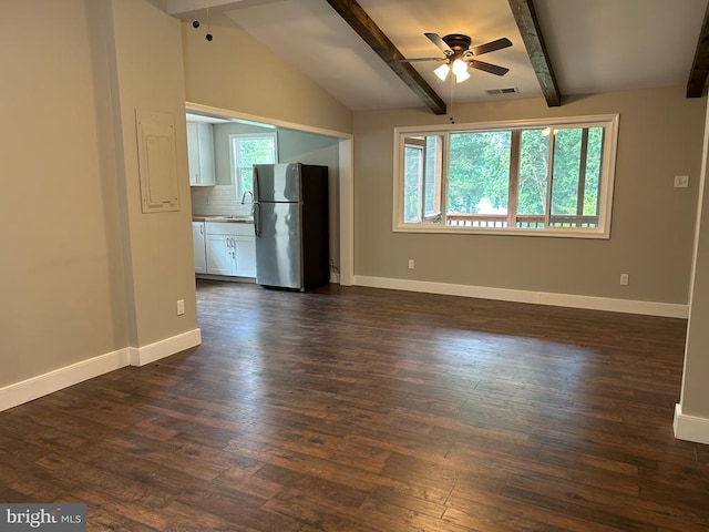 1346 Lakeshore Dr N, Louisa, VA 23093 - unfurnished living room featuring a ceiling fan and dark wood-style floors