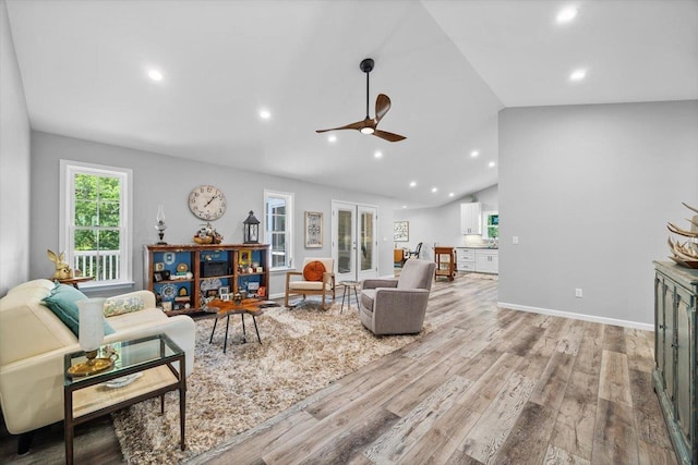 7 Oak View Dr, Staunton, VA 24401 - living area featuring ceiling fan, lofted ceiling, recessed lighting, and light wood-type flooring