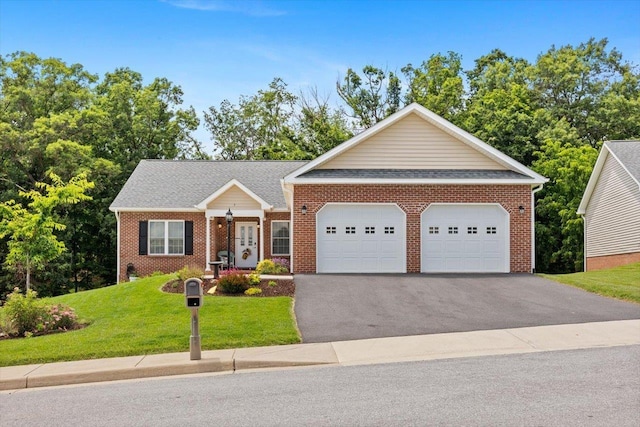 7 Oak View Dr, Staunton, VA 24401 - view of front facade with brick siding, a front lawn, and an attached garage