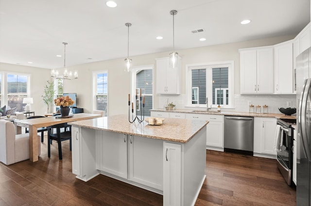 2892 Rutlege Rd Unit 177, Rockingham, VA 22801 - kitchen with stainless steel appliances, healthy amount of natural light, a center island, open floor plan, and recessed lighting