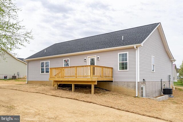 407 Leola Loop, Stanley, VA 22851 - back of house featuring a deck, cooling unit, and a shingled roof