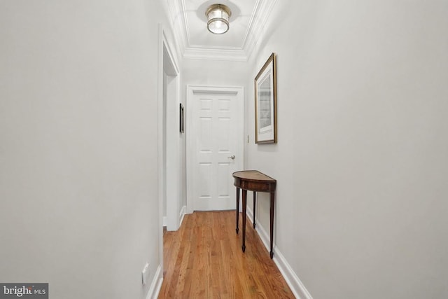 11208 Valor Bridge Dr, Spotsylvania, VA 22551 - hall with baseboards, light wood-style flooring, and crown molding