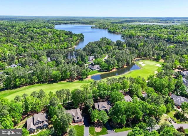 11208 Valor Bridge Dr, Spotsylvania, VA 22551 - drone / aerial view featuring a water view, a residential view, a wooded view, and view of golf course