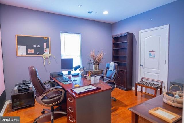 32314 Deep Meadow Ln, Locust Grove, VA 22508 - office area with wood finished floors, recessed lighting, and baseboards