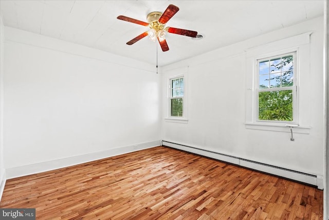 9309 Old Tpke, Culpeper, VA 22701 - unfurnished room featuring a baseboard radiator, wood finished floors, and a ceiling fan