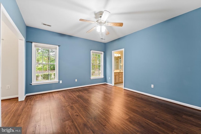 10614 Rhoads Dr, Fredericksburg, VA 22407 - empty room featuring wood-type flooring, baseboards, and ceiling fan
