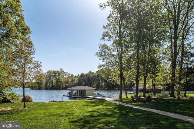 326 Anna Highview, Bumpass, VA 23024 - dock area featuring a water view and a lawn