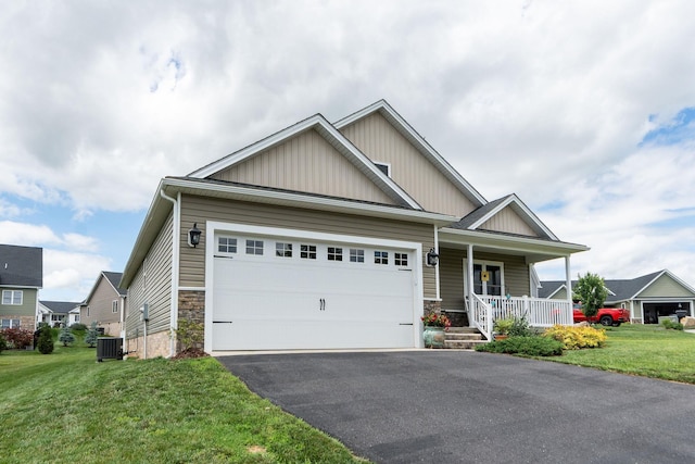 133 Lake View Cir, Waynesboro, VA 22980 - craftsman inspired home featuring stone siding, board and batten siding, a porch, asphalt driveway, and a garage