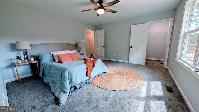 176 Tussing Ln, Rochelle, VA 22738 - carpeted bedroom featuring baseboards, a spacious closet, and a ceiling fan
