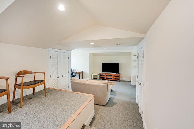 87 River Bend Rd E, Fredericksburg, VA 22407 - bedroom with lofted ceiling, carpet flooring, recessed lighting, and baseboards