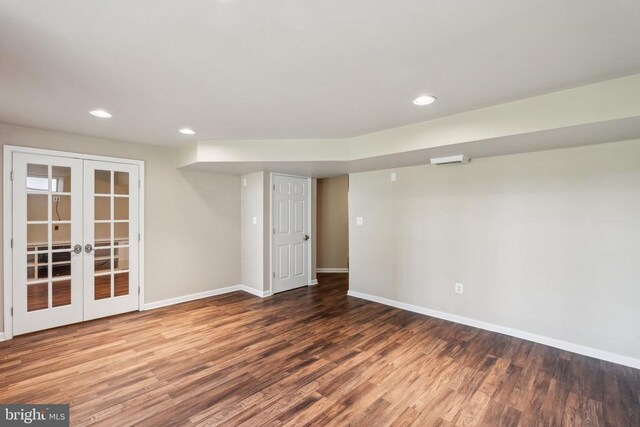 6215 Hot Spring Ln, Fredericksburg, VA 22407 - finished basement with wood finished floors, baseboards, french doors, and recessed lighting