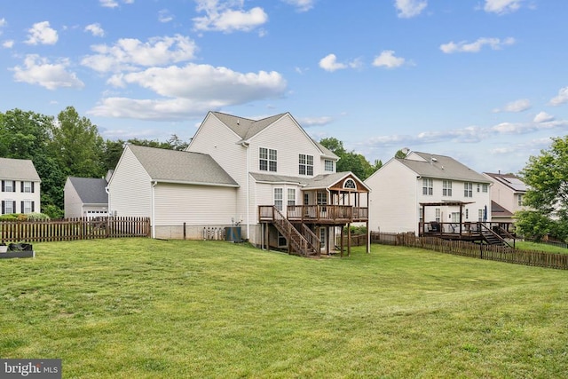 6215 Hot Spring Ln, Fredericksburg, VA 22407 - rear view of property featuring stairs, a deck, and central air condition unit