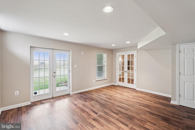 6215 Hot Spring Ln, Fredericksburg, VA 22407 - spare room with french doors, baseboards, recessed lighting, and wood finished floors