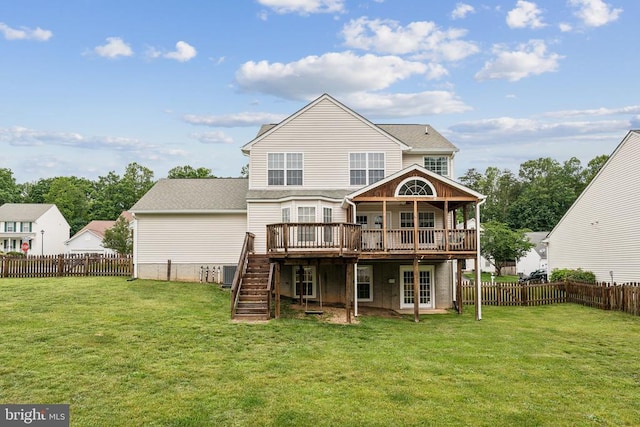 6215 Hot Spring Ln, Fredericksburg, VA 22407 - back of property featuring a deck, stairway, and central air condition unit