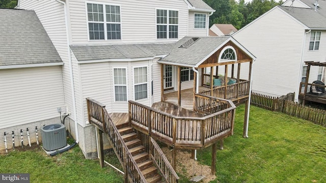 6215 Hot Spring Ln, Fredericksburg, VA 22407 - wooden terrace featuring cooling unit and stairs
