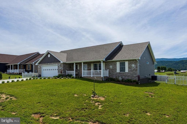 53 Arthur Ln, Luray, VA 22835 - view of front of property featuring a porch, an attached garage, cooling unit, and roof with shingles