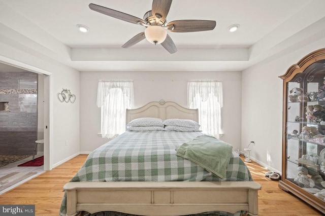 53 Arthur Ln, Luray, VA 22835 - bedroom featuring multiple windows, baseboards, light wood-type flooring, a ceiling fan, and recessed lighting