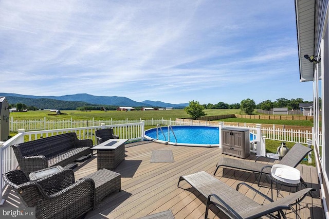 53 Arthur Ln, Luray, VA 22835 - wooden terrace with a mountain view and an outdoor living space