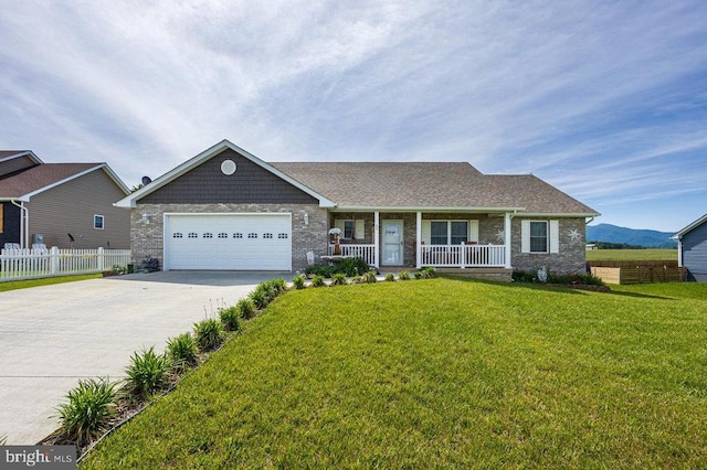 53 Arthur Ln, Luray, VA 22835 - view of front of home featuring a porch, driveway, a garage, and brick siding