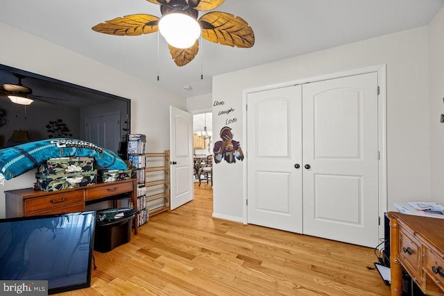 53 Arthur Ln, Luray, VA 22835 - bedroom featuring light wood-type flooring, a closet, and ceiling fan