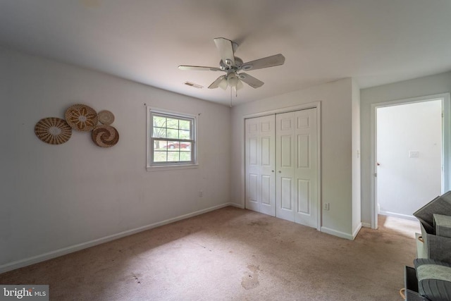 6506 Plantation Forest Dr, Spotsylvania, VA 22553 - unfurnished bedroom featuring carpet flooring, baseboards, a closet, and a ceiling fan