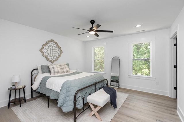 9 Walnut St, Fishersville, VA 22939 - bedroom featuring light wood-style floors, baseboards, recessed lighting, and ceiling fan