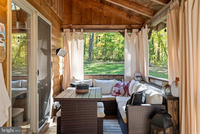 248 Wintergreen Dr, Luray, VA 22835 - sunroom / solarium featuring beamed ceiling
