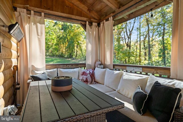 248 Wintergreen Dr, Luray, VA 22835 - exterior space with an outdoor hangout area and beam ceiling