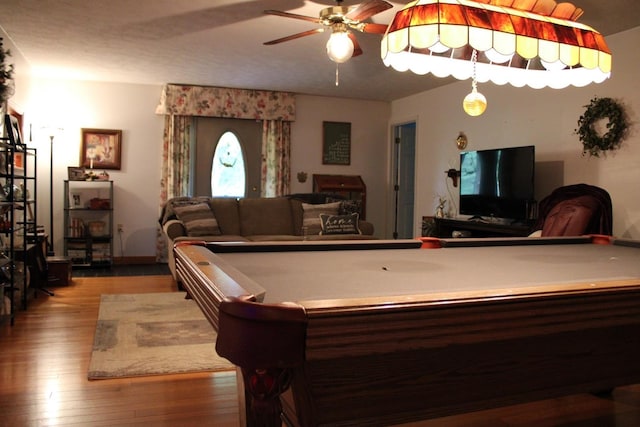 581 Oak Grove Church Rd, Waynesboro, VA 22980 - playroom with ceiling fan, wood finished floors, and pool table