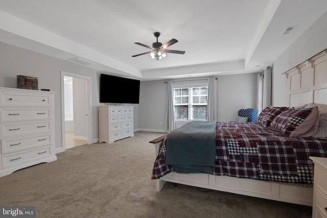 1909 Artillery Ridge Rd, Fredericksburg, VA 22408 - carpeted bedroom with a tray ceiling, baseboards, and a ceiling fan