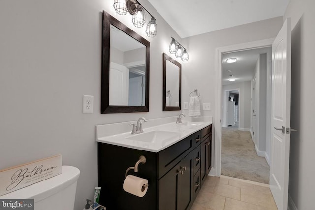 1909 Artillery Ridge Rd, Fredericksburg, VA 22408 - bathroom with tile patterned flooring, double vanity, and toilet
