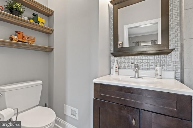  - half bathroom with backsplash and vanity
