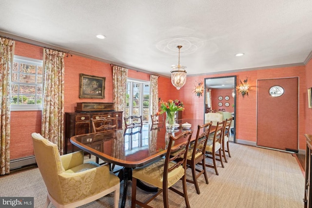 1126 F T Valley Rd, Sperryville, VA 22740 - dining room with recessed lighting, baseboard heating, baseboards, and ornamental molding