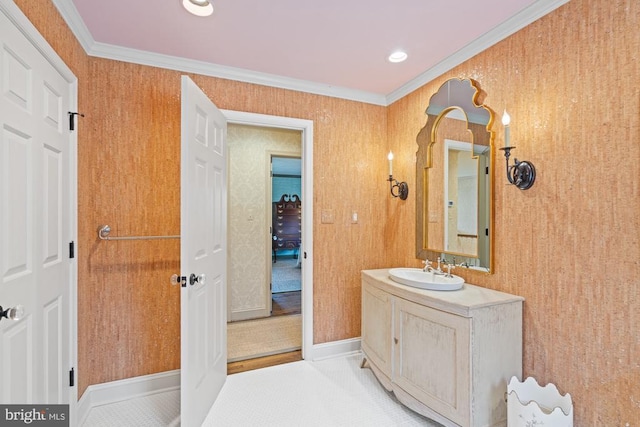 1126 F T Valley Rd, Sperryville, VA 22740 - bathroom with vanity and ornamental molding