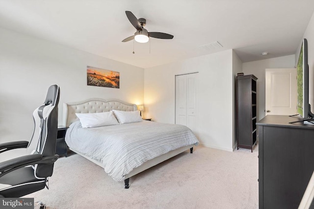 5014 Godwins Landing Dr, Remington, VA 22734 - bedroom with light colored carpet, a closet, ceiling fan, and an office area