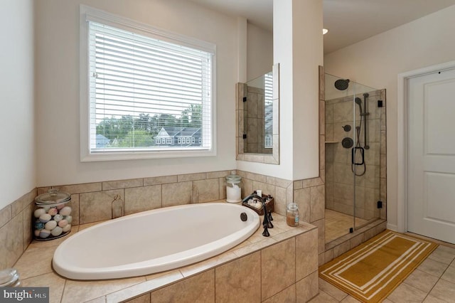 11726 Robin Woods Cir, Spotsylvania, VA 22551 - full bathroom featuring a tile shower, a bath, and tile patterned flooring