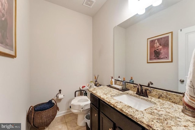 11726 Robin Woods Cir, Spotsylvania, VA 22551 - half bathroom with tile patterned floors, vanity, toilet, and baseboards