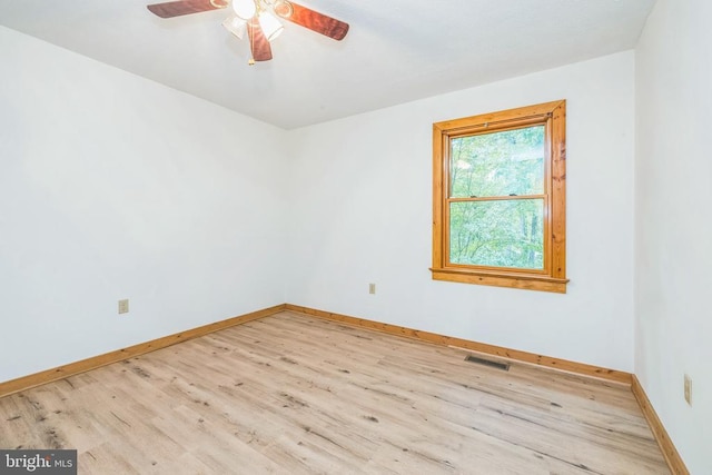 340 Wilson St, Bumpass, VA 23024 - empty room featuring baseboards, visible vents, a ceiling fan, and wood finished floors