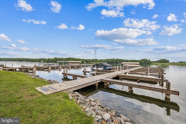 340 Wilson St, Bumpass, VA 23024 - dock area with a yard and a water view