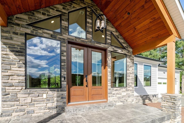 10 Samuel Bears Rd, Weyers Cave, VA 24486 - property entrance featuring french doors and stone siding
