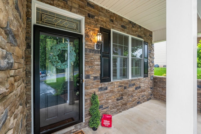 47 Villa View Dr, Staunton, VA 24401 - entrance to property with covered porch and stone siding