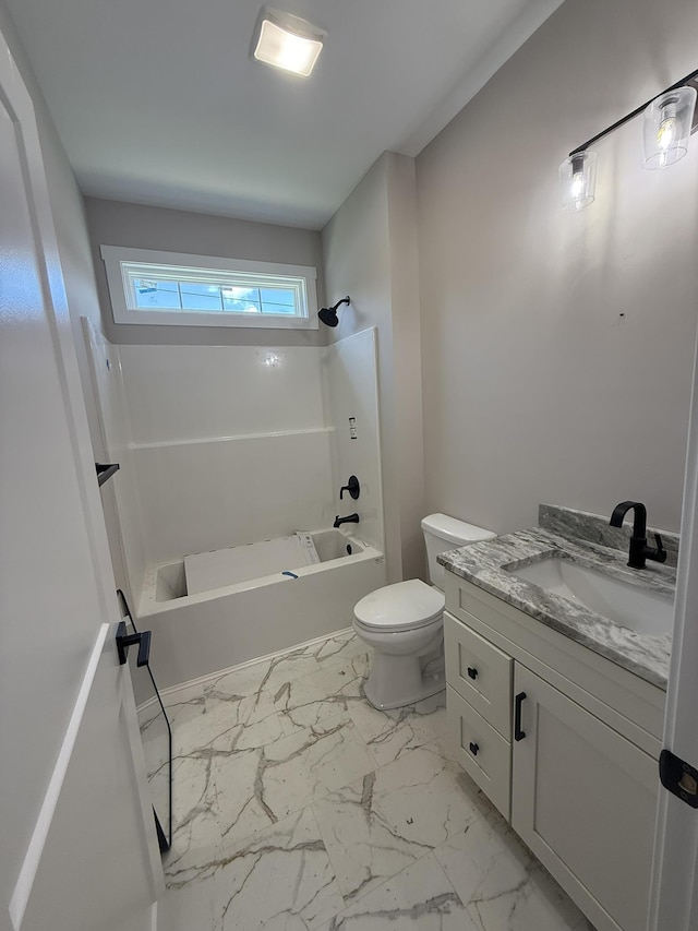 1522 2nd St, Waynesboro, VA 22980 - bathroom featuring vanity, shower / tub combination, and marble finish flooring