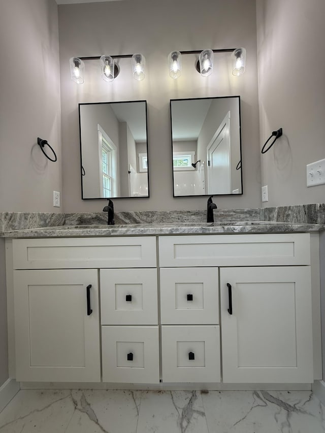1522 2nd St, Waynesboro, VA 22980 - bathroom featuring marble look tile flooring and double vanity
