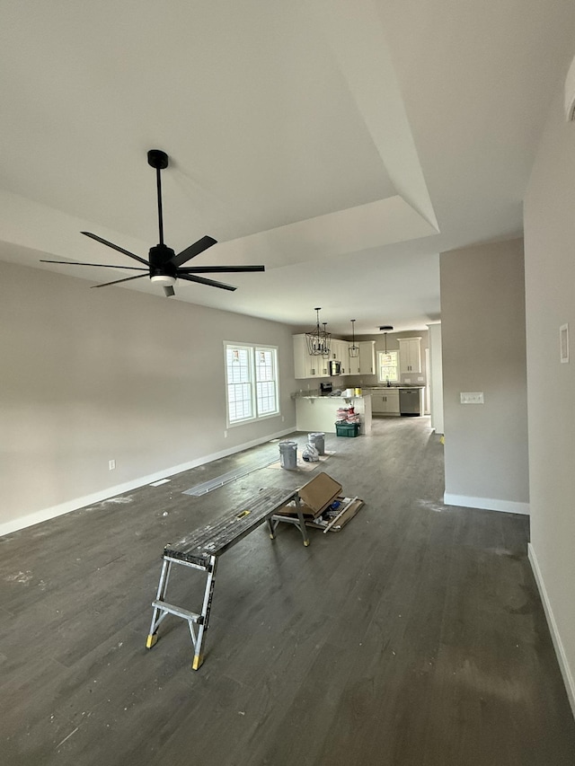 1522 2nd St, Waynesboro, VA 22980 - living room featuring ceiling fan and dark wood-style flooring