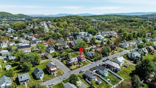 105 Austin Ave, Staunton, VA 24401 - aerial view of property and surrounding area with mountains and nearby suburban area