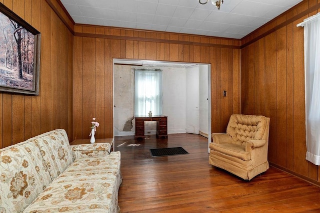 105 Austin Ave, Staunton, VA 24401 - living room featuring wood-type flooring and wood walls