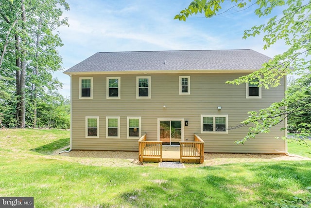 10302 Laurel Ridge Way, Fredericksburg, VA 22408 - rear view of property featuring a wooden deck, a yard, and roof with shingles