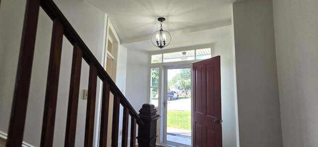 242 1st St, Broadway, VA 22815 - foyer featuring a chandelier and stairs