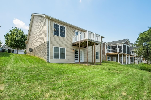 233 Overview St, Waynesboro, VA 22980 - rear view of property featuring a yard and a wooden deck