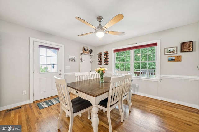 102 Oak Knoll Pl, Bumpass, VA 23024 - dining room featuring wood finished floors and a ceiling fan